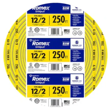 250FT 12/2SOLID ROMEX SIM PULL CU NM-B W/G WIRE
