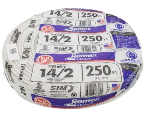 250FT 14/2 SOLID REMEX SIM PULL CU NM-B W/G WIRE