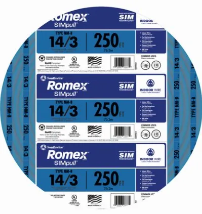 250FT 14/3 SOLID REMEX SIM PULL CU NM-B W/G WIRE