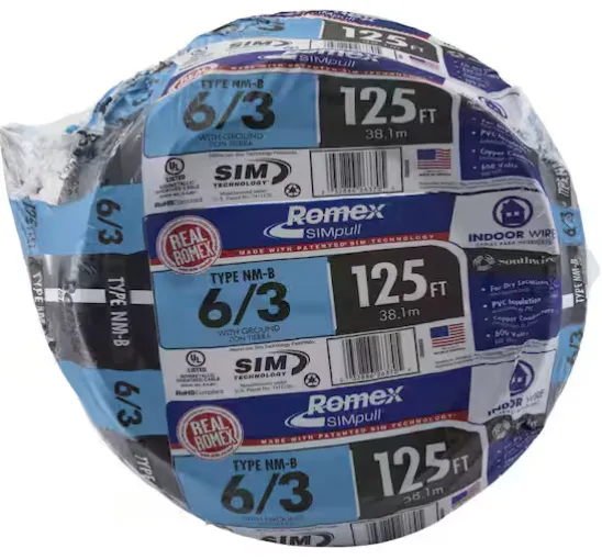 125FT 6/3 SOLID REMEX SIM PULL CU NM-B W/G WIRE