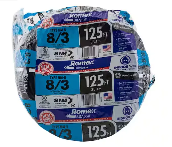 125FT 8/3 SOLID REMEX SIM PULL CU NM-B B/G WIRE