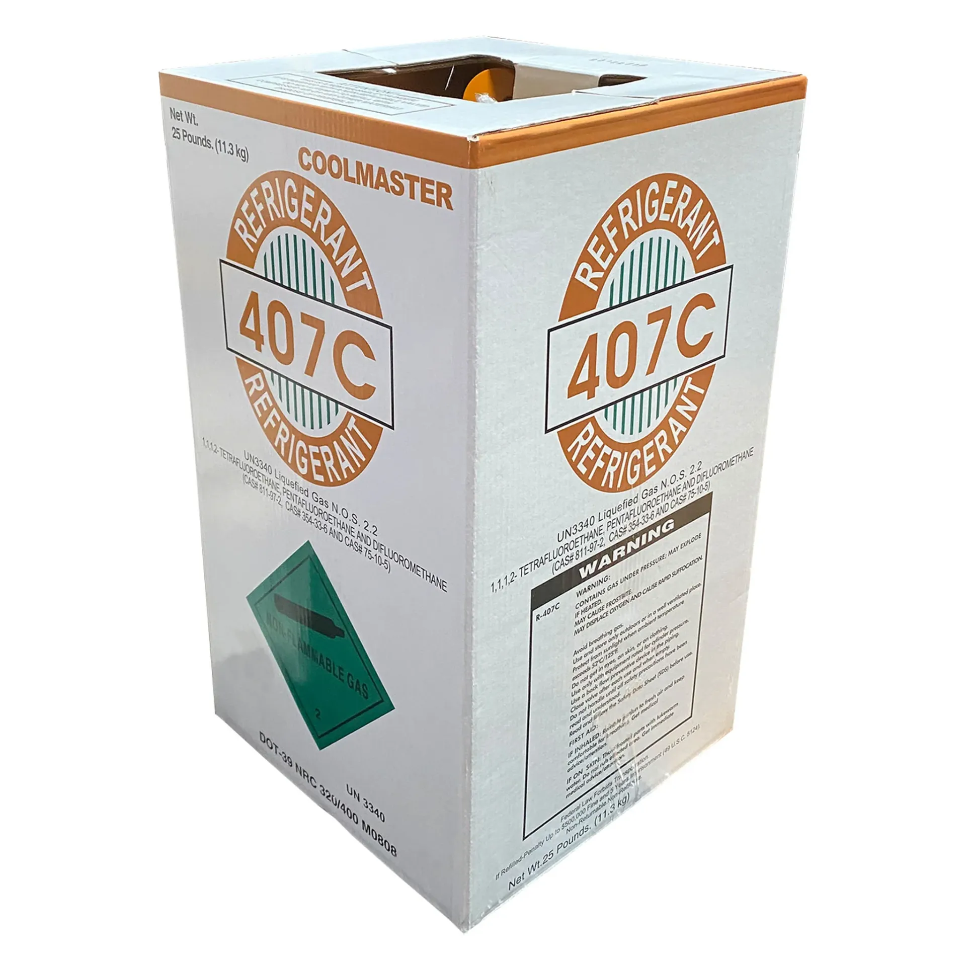 UN3340 ,REFRIGERANT GAS,R 407C 2.2 (25LBCYLINDERS