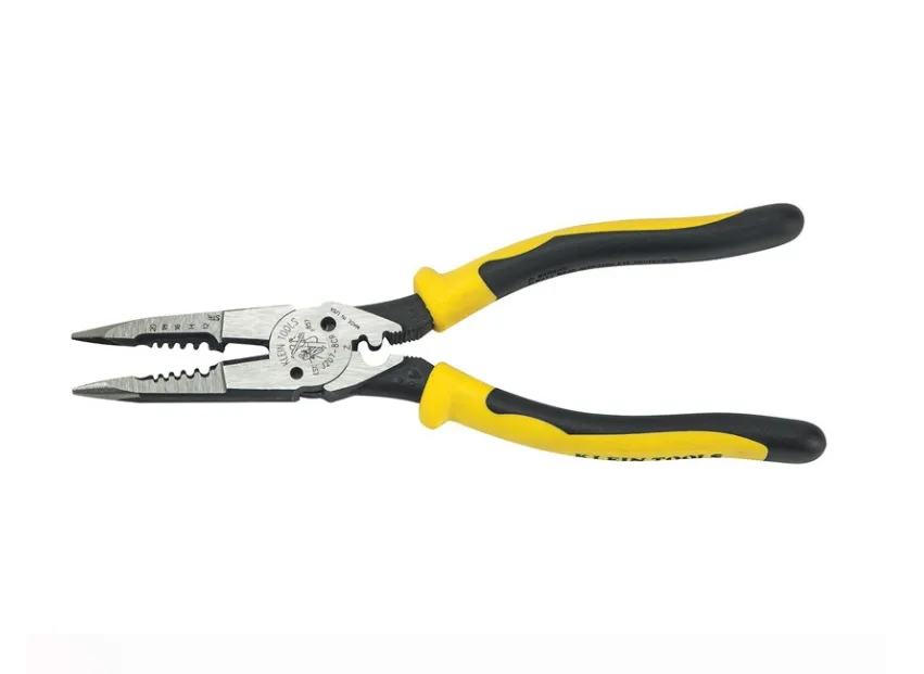 HYBRID PLIERS WITH CRIMPER, FISH TAPE PULLER AND WIRE STRIPPER..